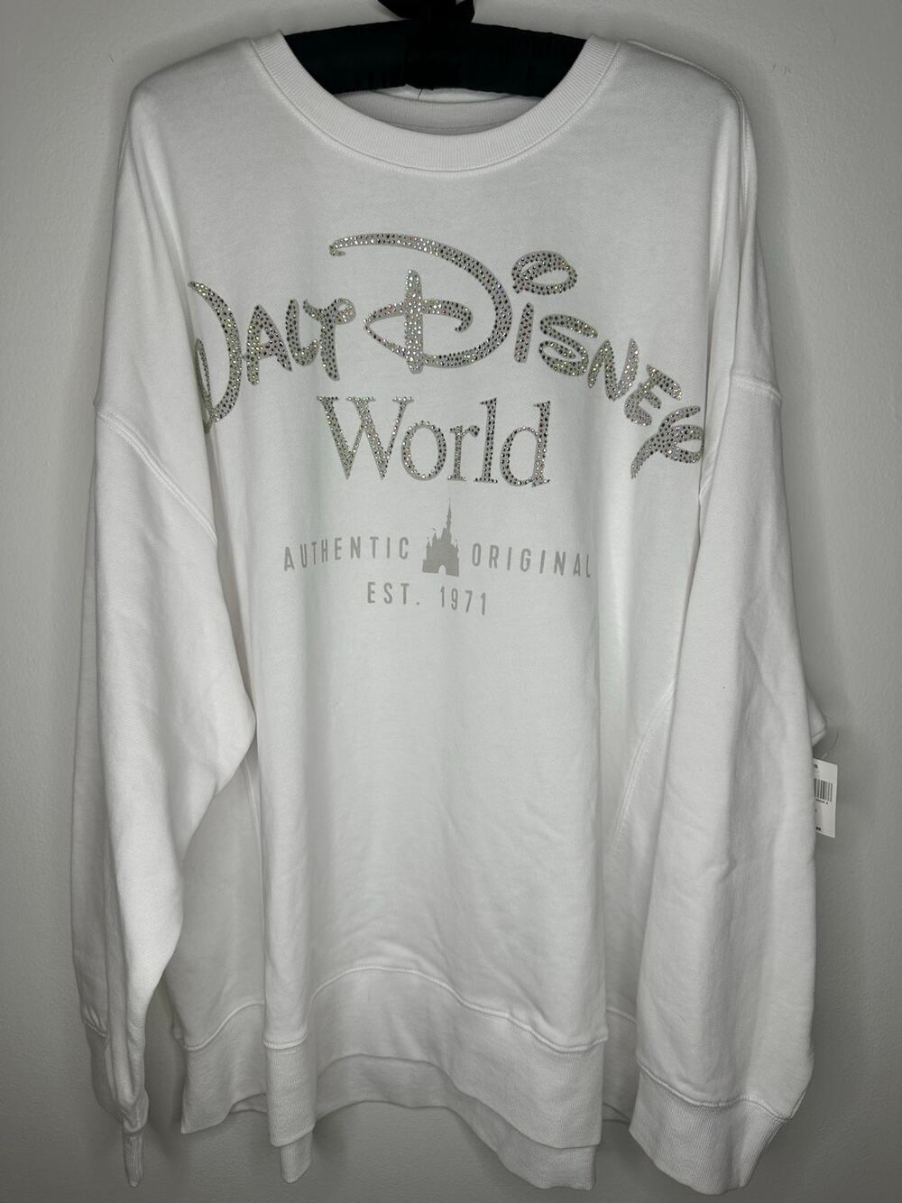 Disney Parks Walt Disney World, white rhinestone pullover sweatshirt